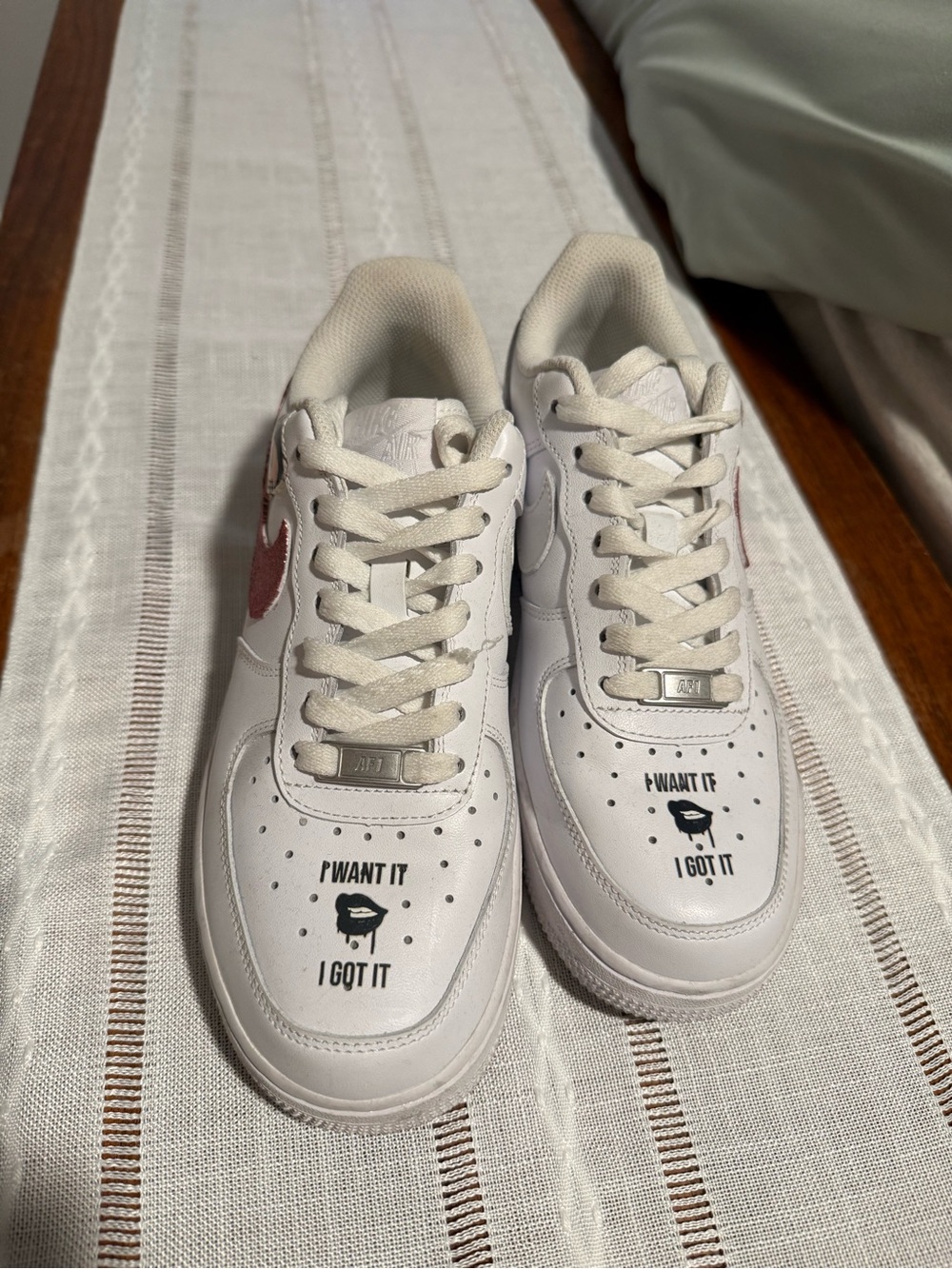 Custom Hand Painted Ariana Grande 7 Rings Nike Women’s White Air Force Ones